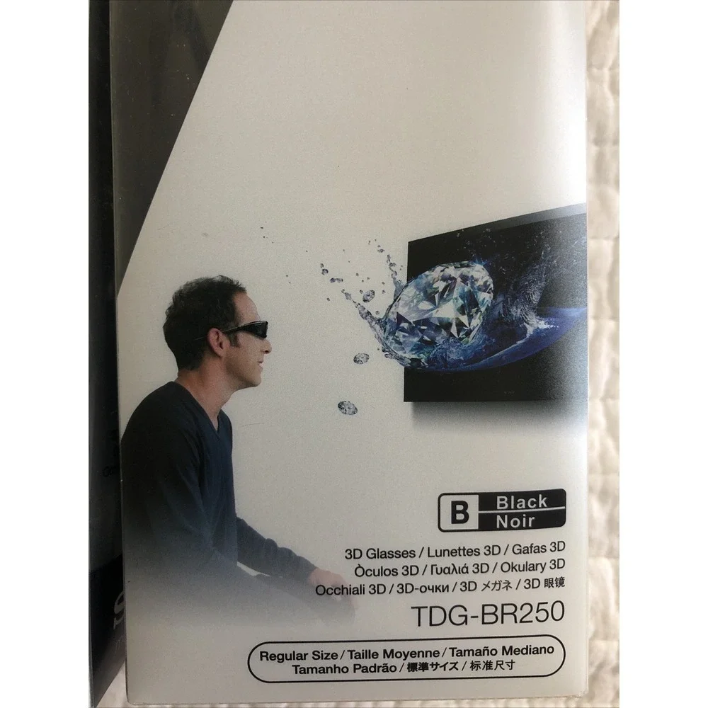 Sony Bravia 3D Glasses TDG-BR250 Regular Size Black Open Box Read
